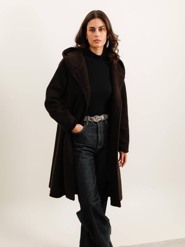 la maison des fibres naturelles - Wholesale Coat - Women's - Long plain wool coat 99320 20% Polyester - 80% Wool1