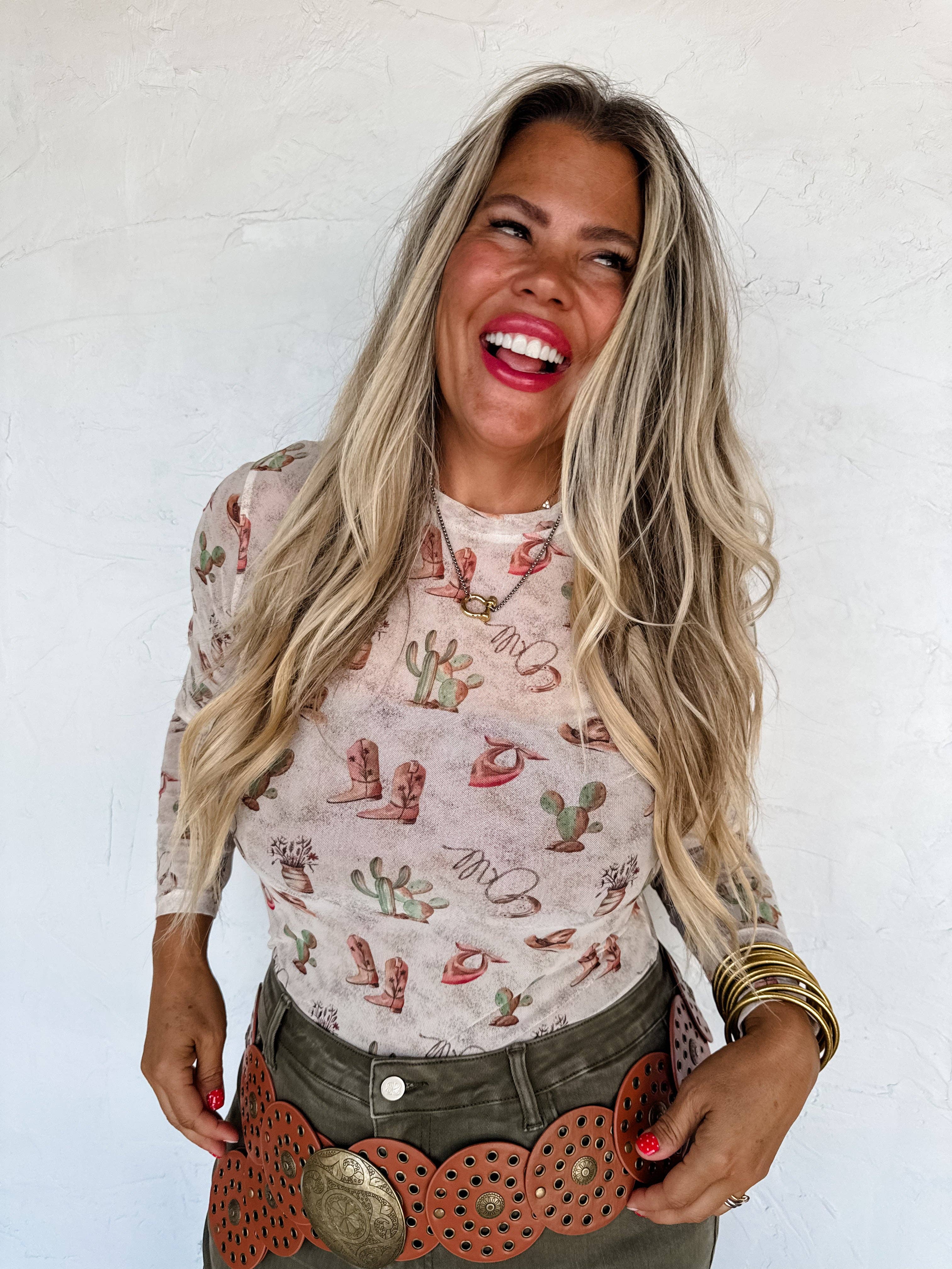 BLAKELEY - Wholesale Blouse - Women's - BOOTS & BLOOMS COLLECTION MESH TOPS12