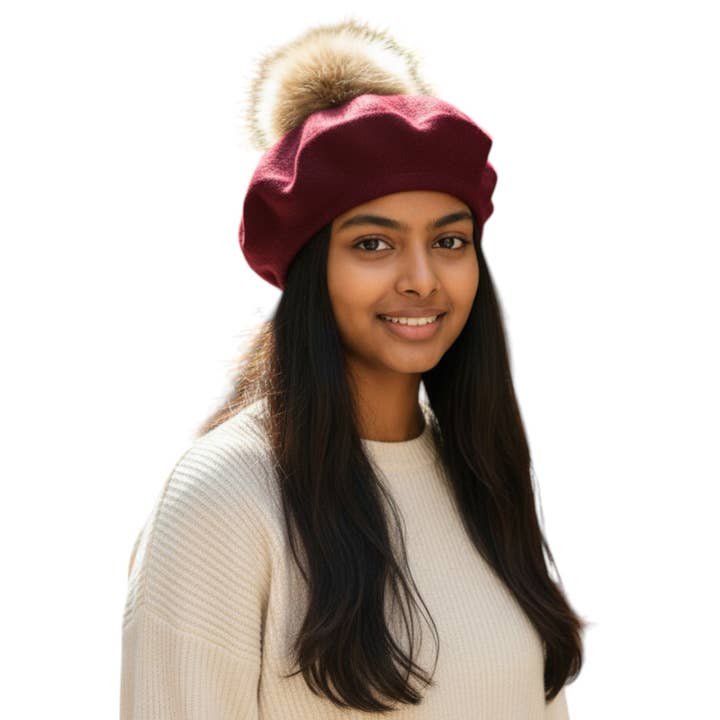 Pom en kasjmier baret van zacht bont voor wholesale door LA Jewelry Plaza