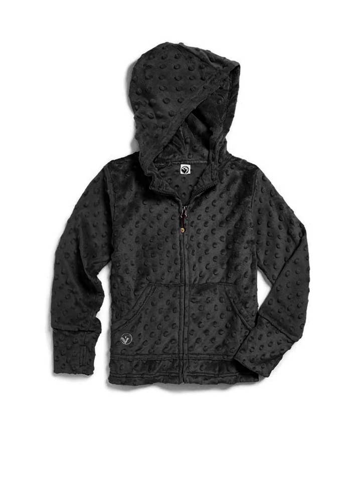 Ladies Minky Bubble Zip Hoodie - Black for wholesale on Faire