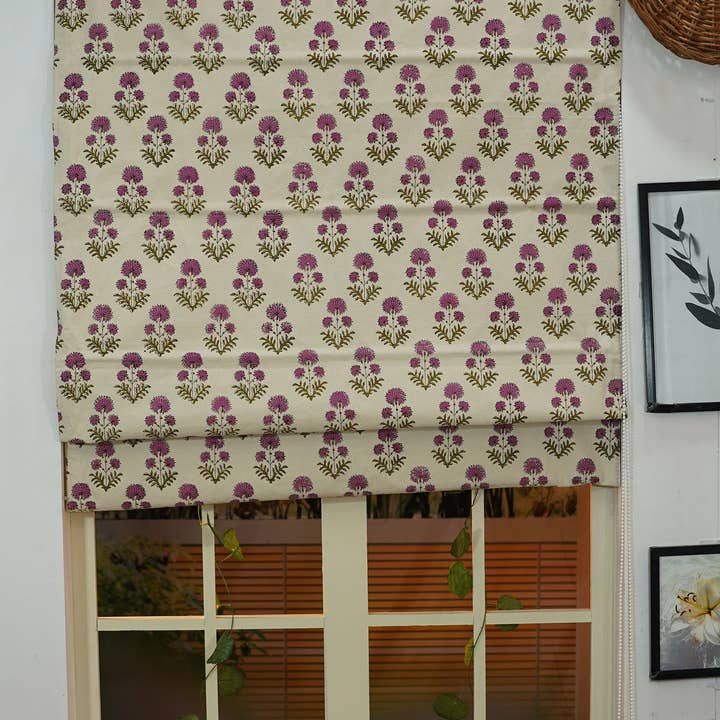 Indian Block Print Thick Cotton Roman Shade - Rishi for wholesale by Fabdivine
