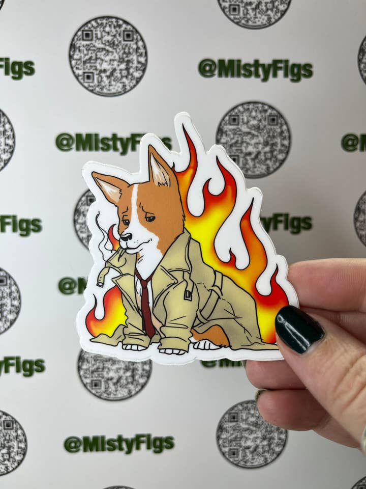Autocollant en vinyle — Corgi Cas — Bouteille d'eau pour ordinateur portable, agenda Bujo, imperméable, mat ou holo pour la vente par Misty Figs