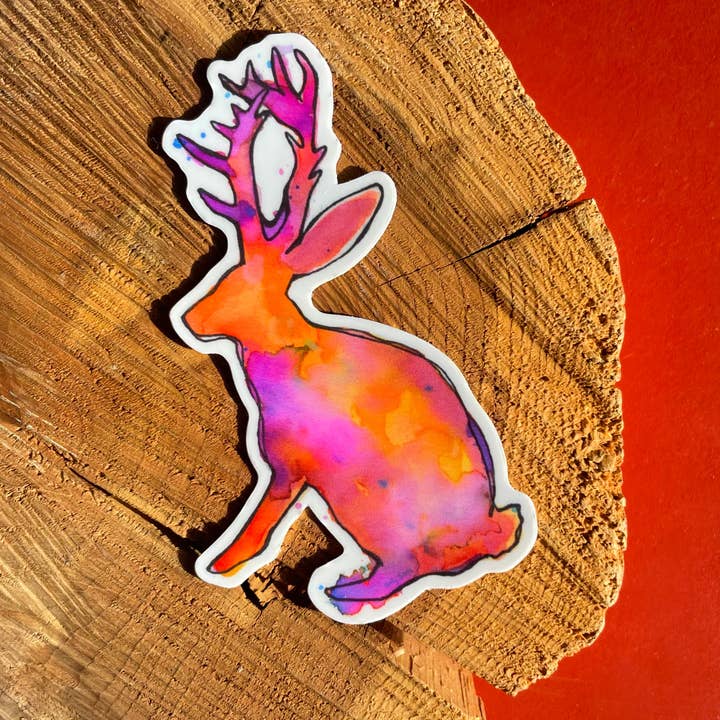 Watercolor Jackalope Sticker for wholesale by Holly Sage Art