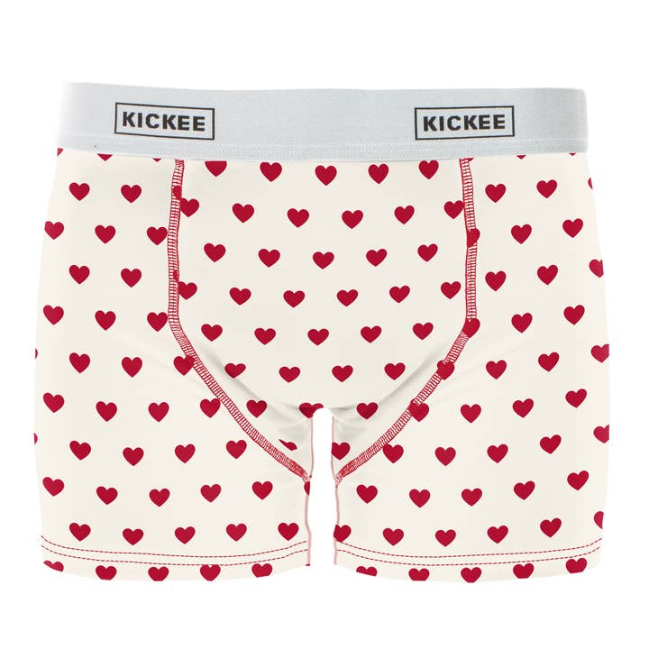 Boxer imprimé pour hommes en forme de cœurs naturels pour la vente par KicKee Pants
