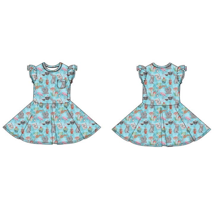 We're All Mad Here Twirl Dress for wholesale by Judy rue designs