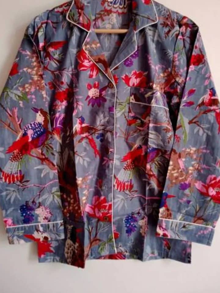 Grey Birds Kaftan for wholesale by AMRANIS