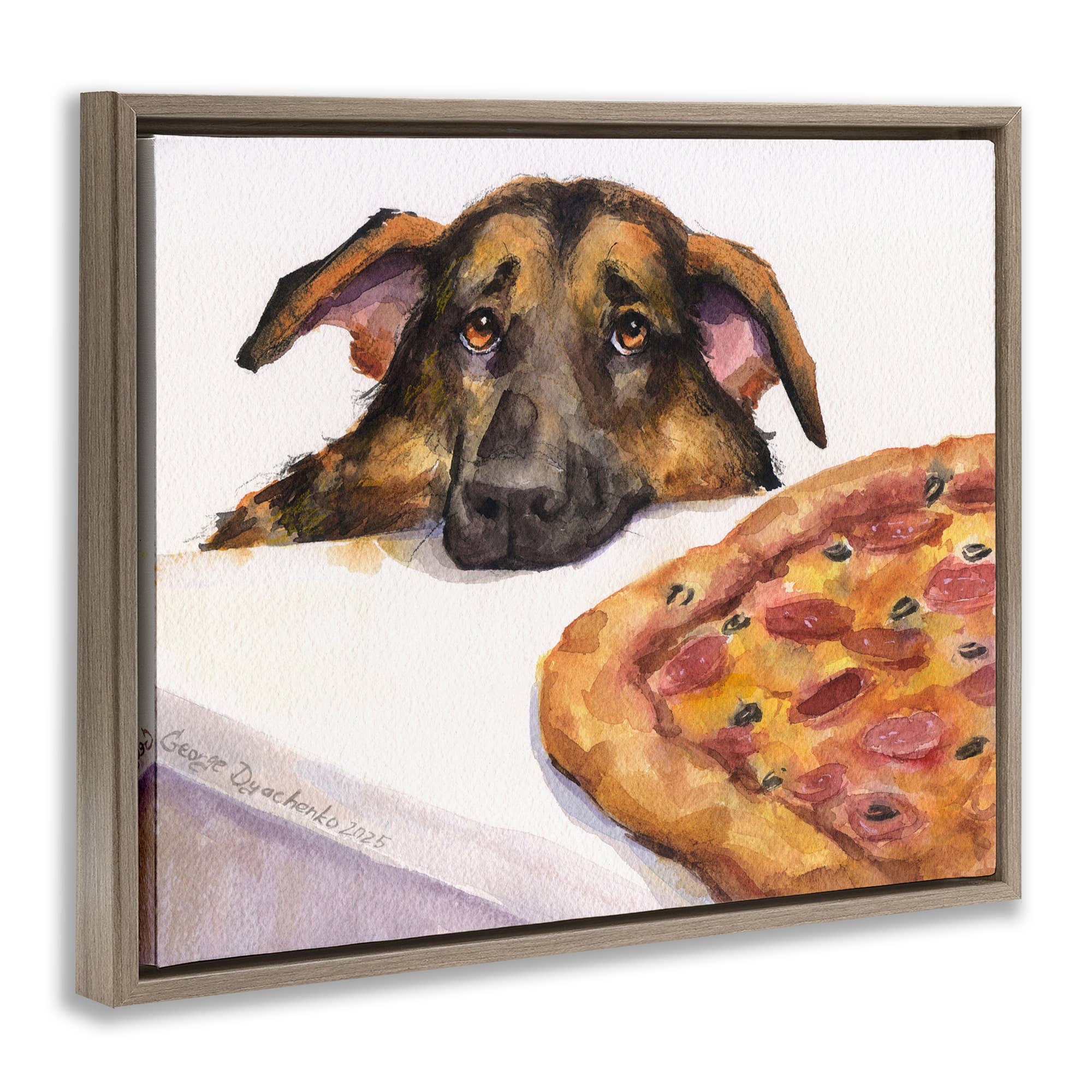 Stupell Industries - Wholesale Wall Sign - German Shepherd with Pizza - Framed Wall Art18