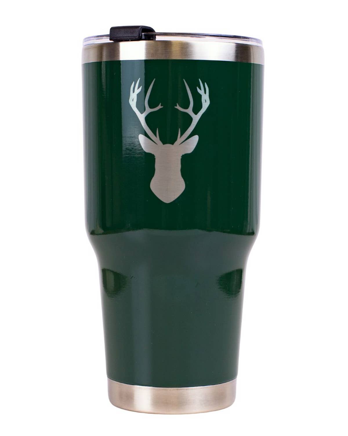 The Royal Standard - Wholesale Insulated Mug/Tumbler - Deer Etched Tumbler   Dark Green/Silver   30oz.0