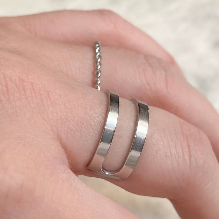 Blueyejewelry – Engroshandel Båndring – Guldbelagt Ring - Anløbningsfri Åben Dobbeltbåndsring