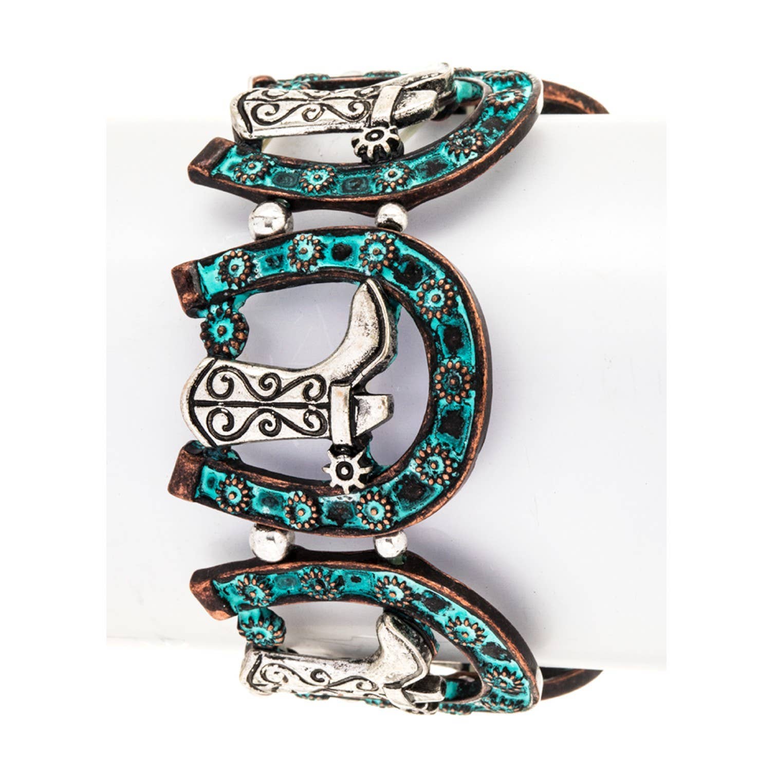 Rope & Spurs - Wholesale Charm/Dangle Bracelet - Cowboy Boots Horse Shoe Stretch Bracelet0