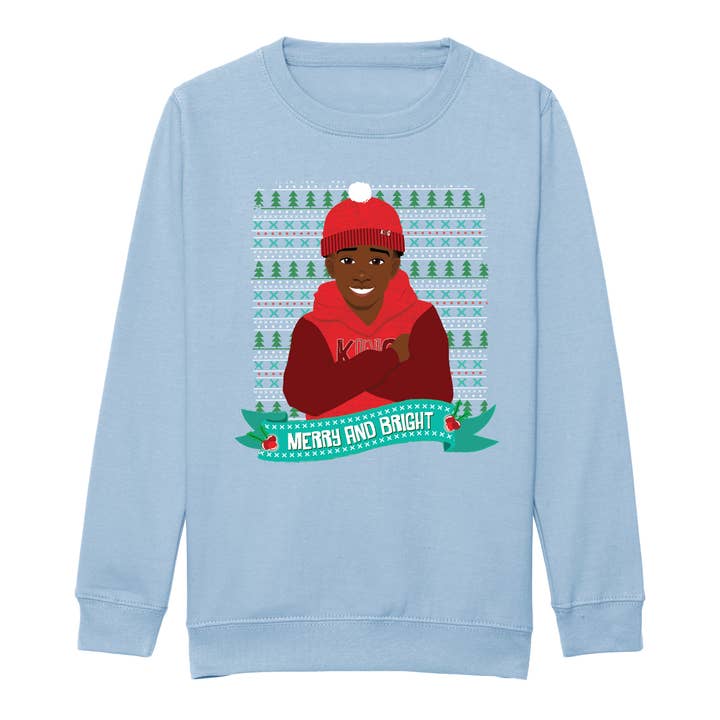 Fefus Designs - Wholesale Sweatshirt - Kids - Black Boy Christmas Sweatshirt – Holiday Jumper | Fefus Designs1