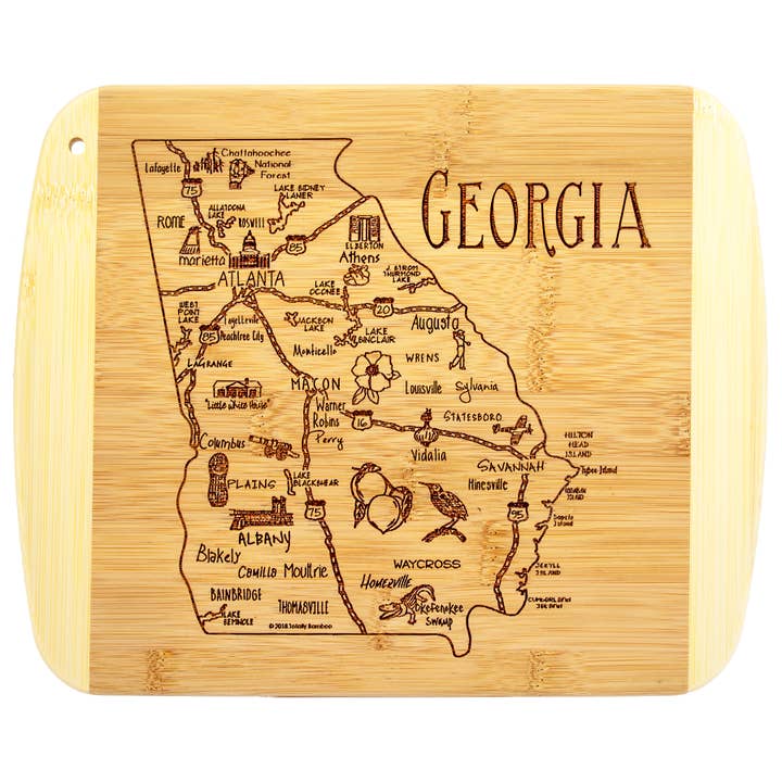 A Slice of Life Georgia Cutting & Charcuterie Board for wholesale by Totally Bamboo