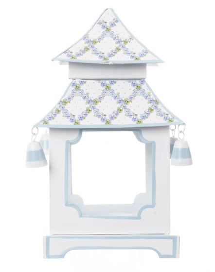 The Enchanted Home - Wholesale Lantern - Soft Blue Hydrangea Garden Trellis Pagoda Lantern0