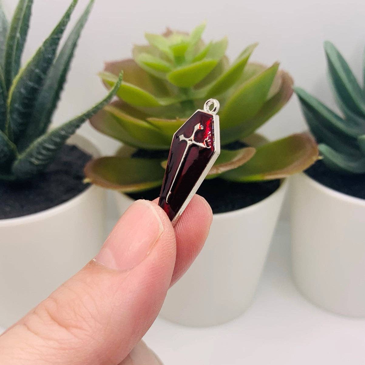 Guerrilla Charm – wholesale Individual charm/pendant – Red and Silver Vampire Coffin Charms, 26x11mm3