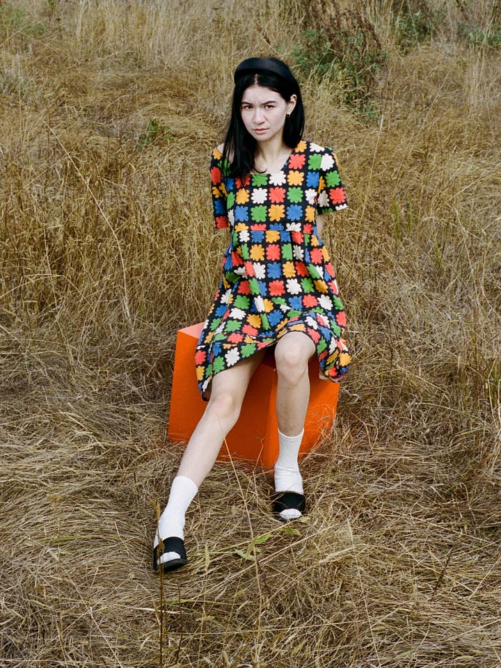 The Billie Dress in Abstract Foral - Black for wholesale by Ersa Fibers