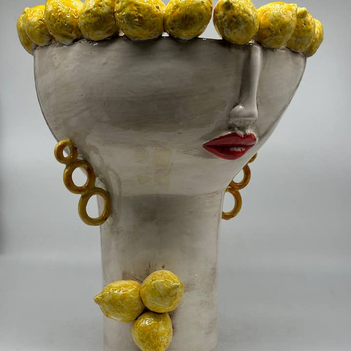 DD Ceramiche Siciliane - Wholesale Vase - Moorish Heads Citrus Ceramic Caltagirone cm H.35 L.28 Handmade5