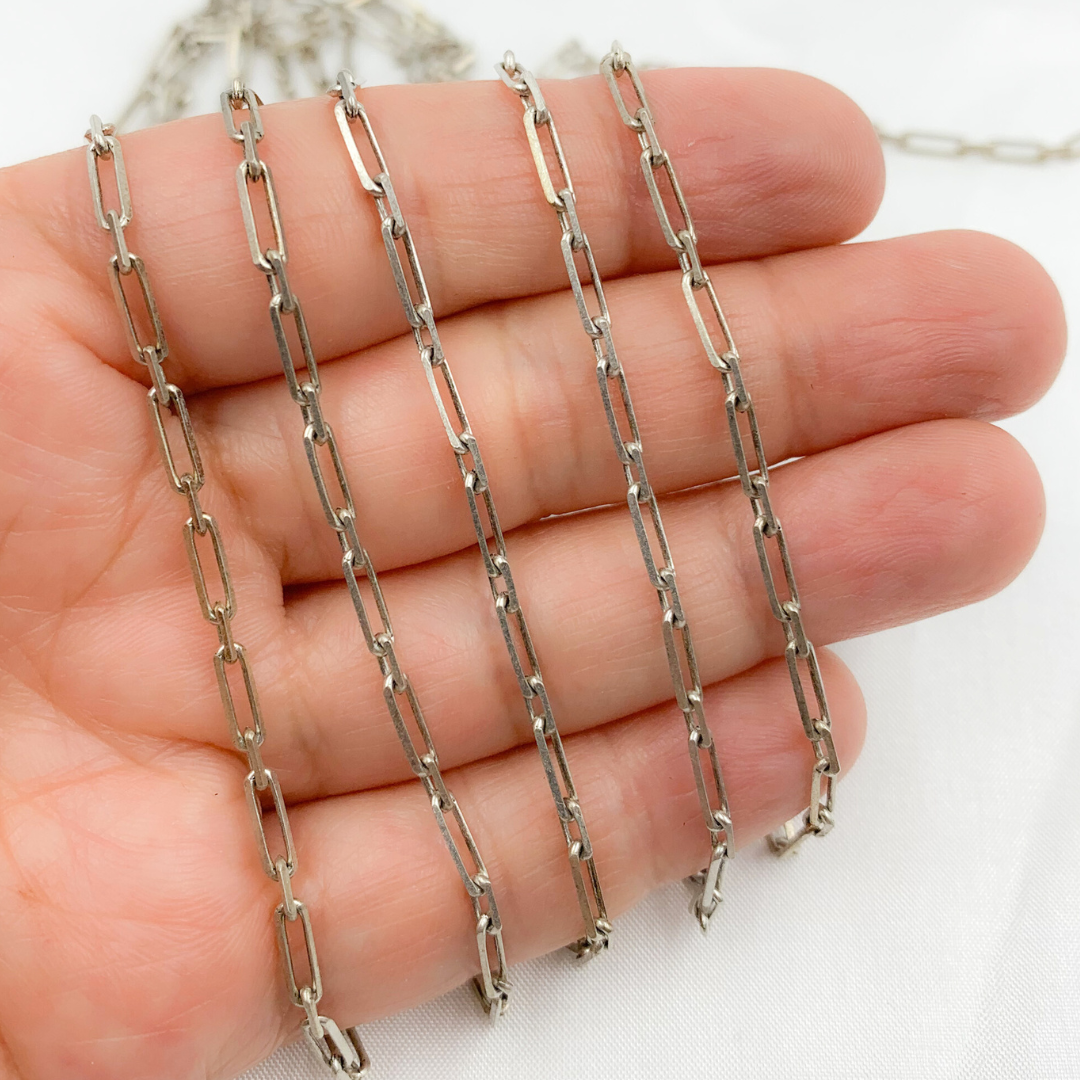 Tresor Jewelry Inc. - Wholesale Link & Chain Necklace - Z19OX. Oxidized Sterling Silver Diamond Cut Paperclip Chain4