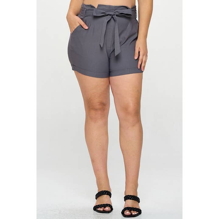 PLUS SIZE PAPERBAG HIGH WAIST SHORTS for wholesale by Curve Market