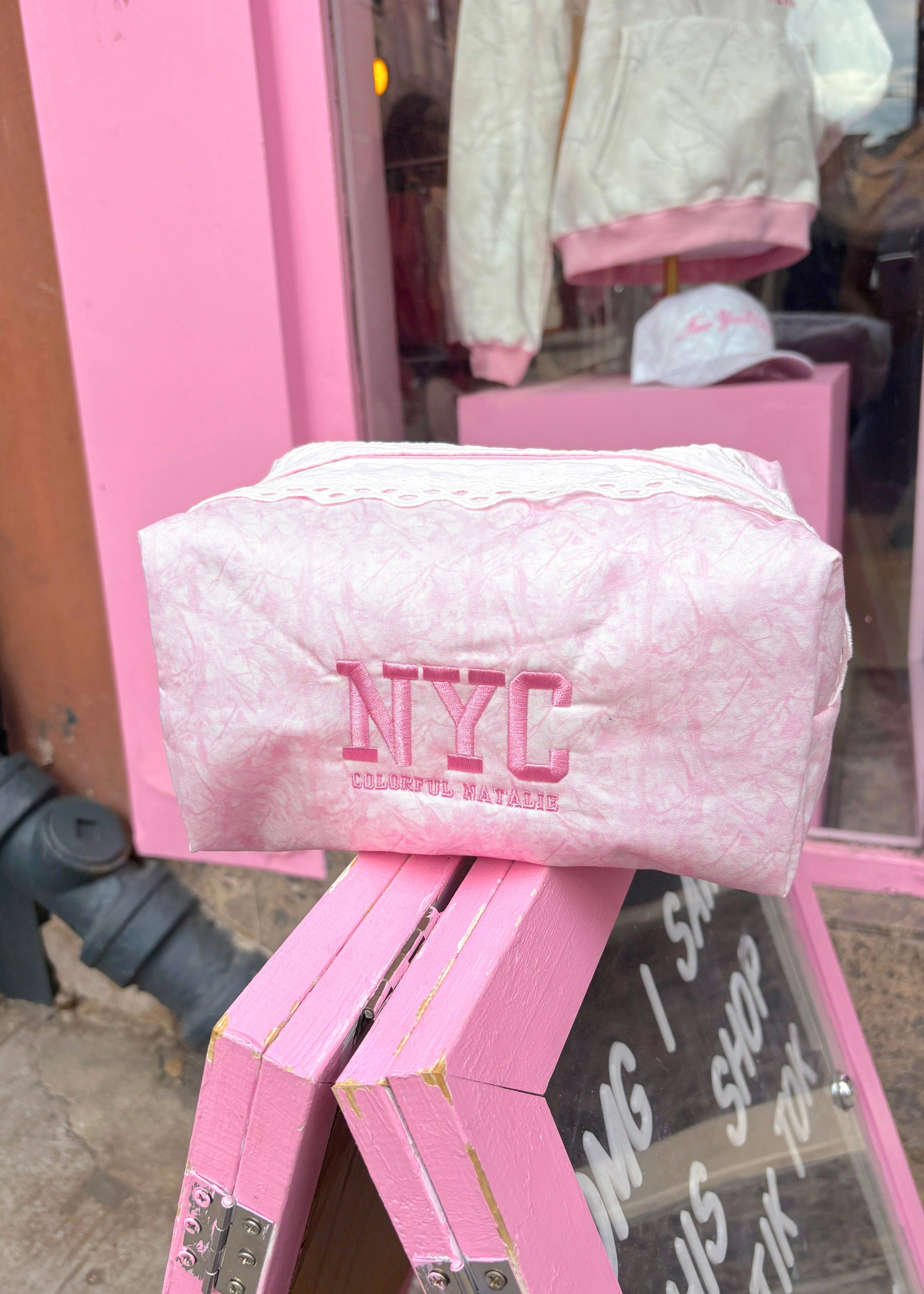 Colorful Natalie - Wholesale Makeup/Cosmetic Bag - Pink Camo NYC Makeup Bag2