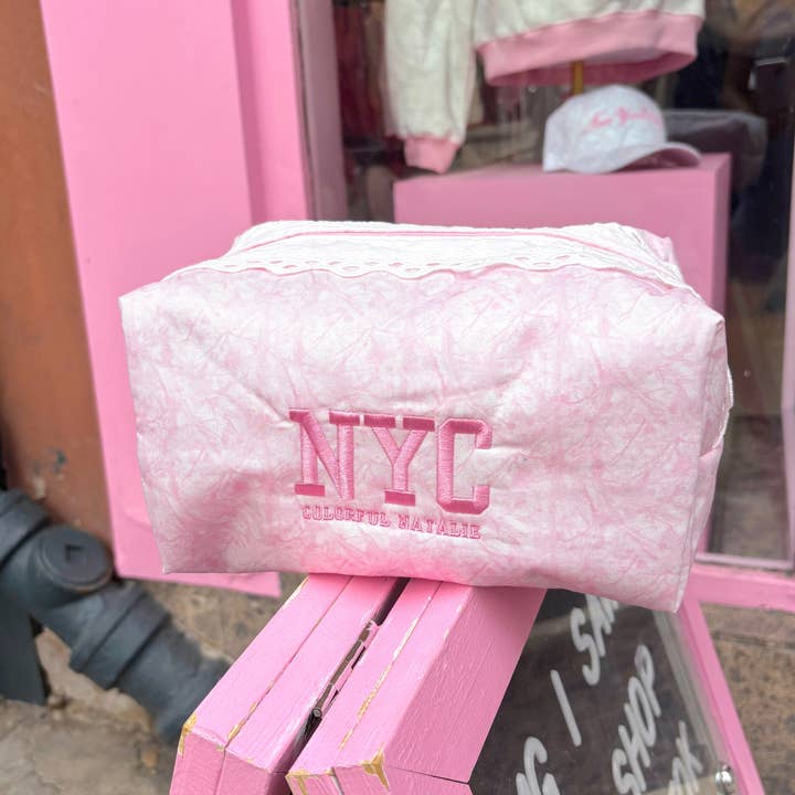 Colorful Natalie - Wholesale Makeup/Cosmetic Bag - Pink Camo NYC Makeup Bag2