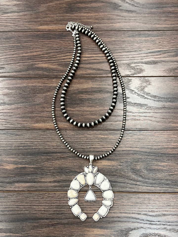 738950, Squash Naja White Turquoise Necklace for wholesale by ISAC Trading Inc