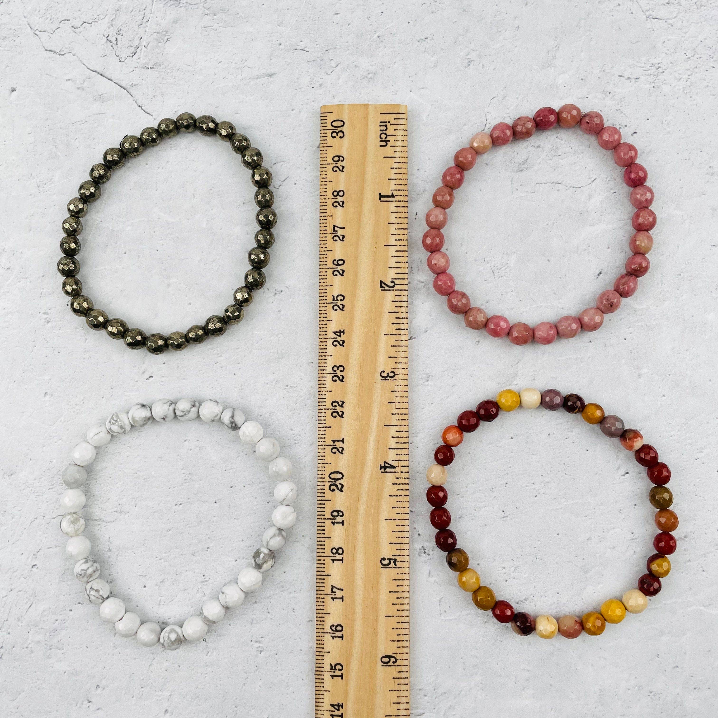 Rock Paradise - Wholesale Beaded Bracelet - Crystal Gemstone Round Bead Faceted Bracelets - 6mm -2