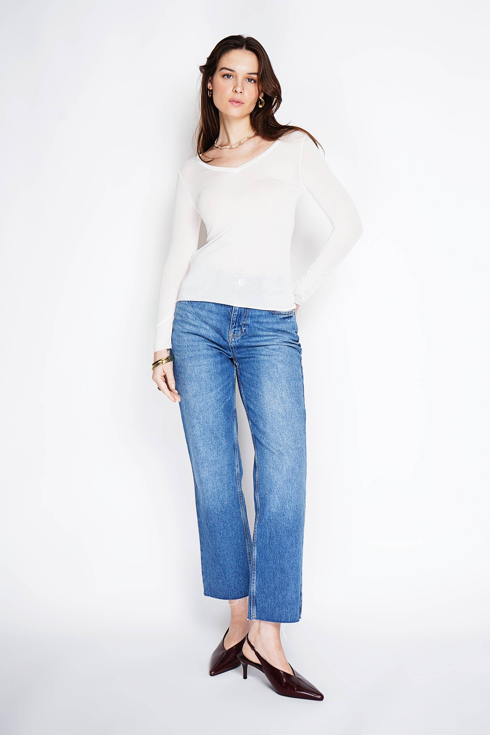 NOELINE - Wholesale T-Shirt - Women's - Cashmere V-neck top 088562