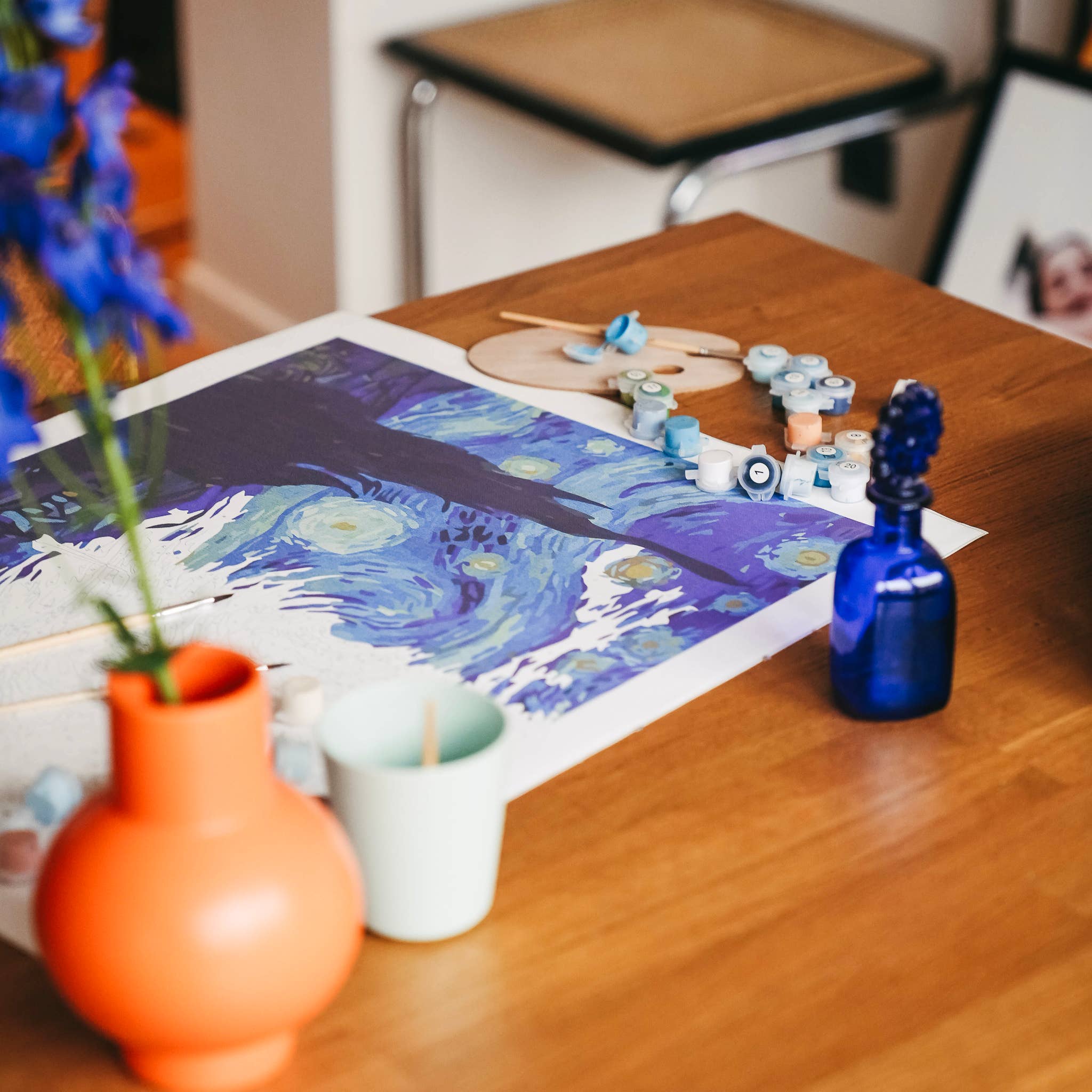 Winnie's Picks - Vente Kit de bricolage - La Nuit étoilée de Vincent van Gogh - Kit de peinture au numéro à faire soi-même - Cadeau pour maman4