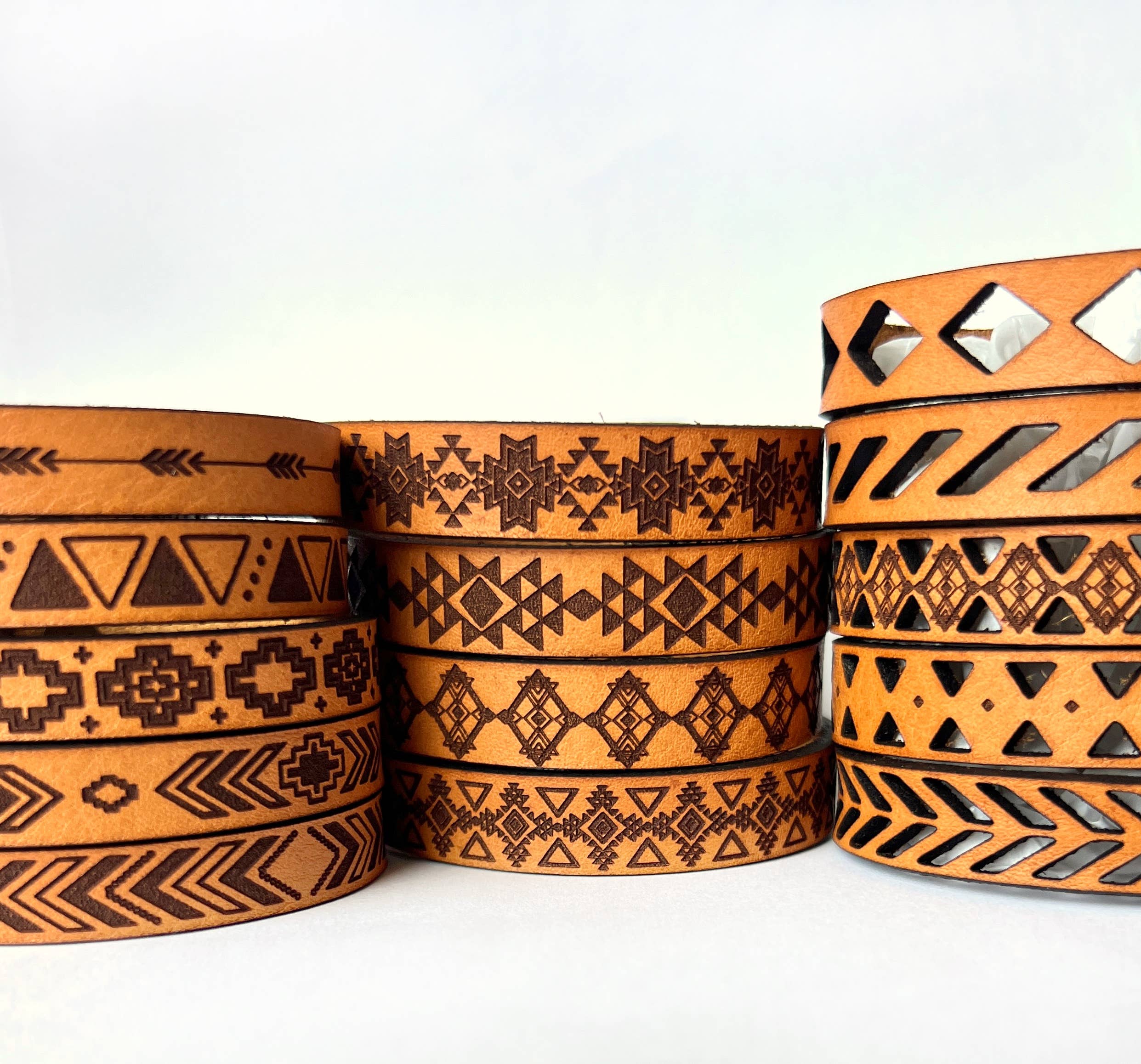 New Market Farmhouse - Wholesale Cuff Bracelet - Western Boho Engraved Leather Bracelet Cuff - Snap Button4