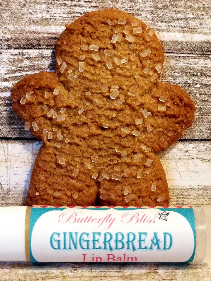 Hausgemachter Lippenbalsam | Weihnachtslippenbalsam | Lebkuchen-Lippenbalsam | Lippenbalsam Stocking Stuffer | Winter Lippenbalsam | Bio-Lippenbalsam | Lippenbalsam für den Großhandel von Butterfly Bliss
