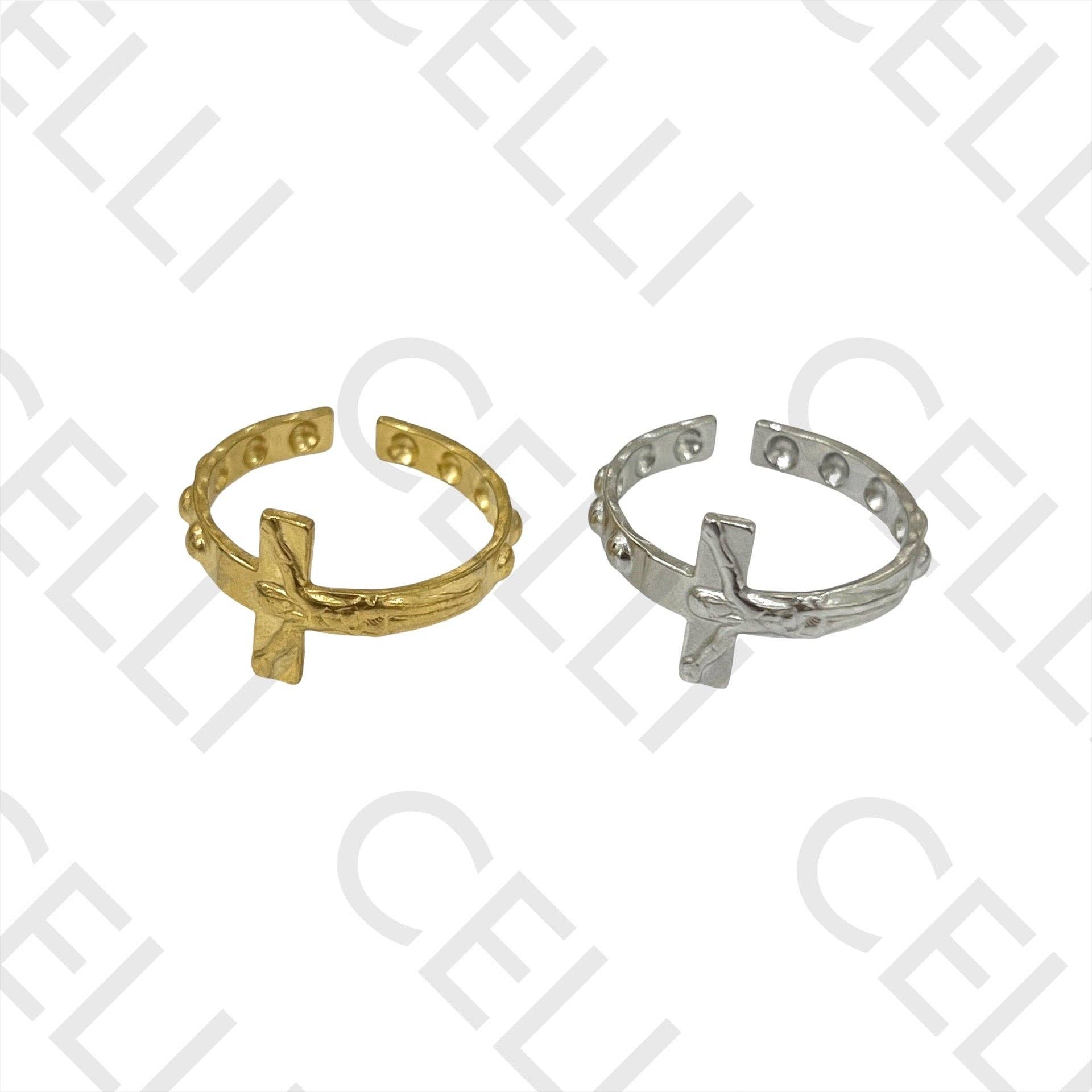 Celli Biju – wholesale Band/stacked ring – Steel Ring - cross1