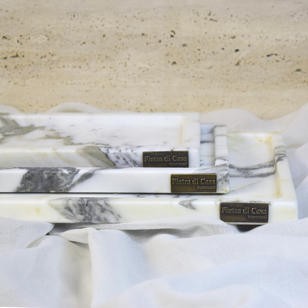 PIETRA DI CASA - Venta al por mayor Bandejas decorativas - Bandeja de mármol Calacatta Vagli italiana PAPA ALANA4