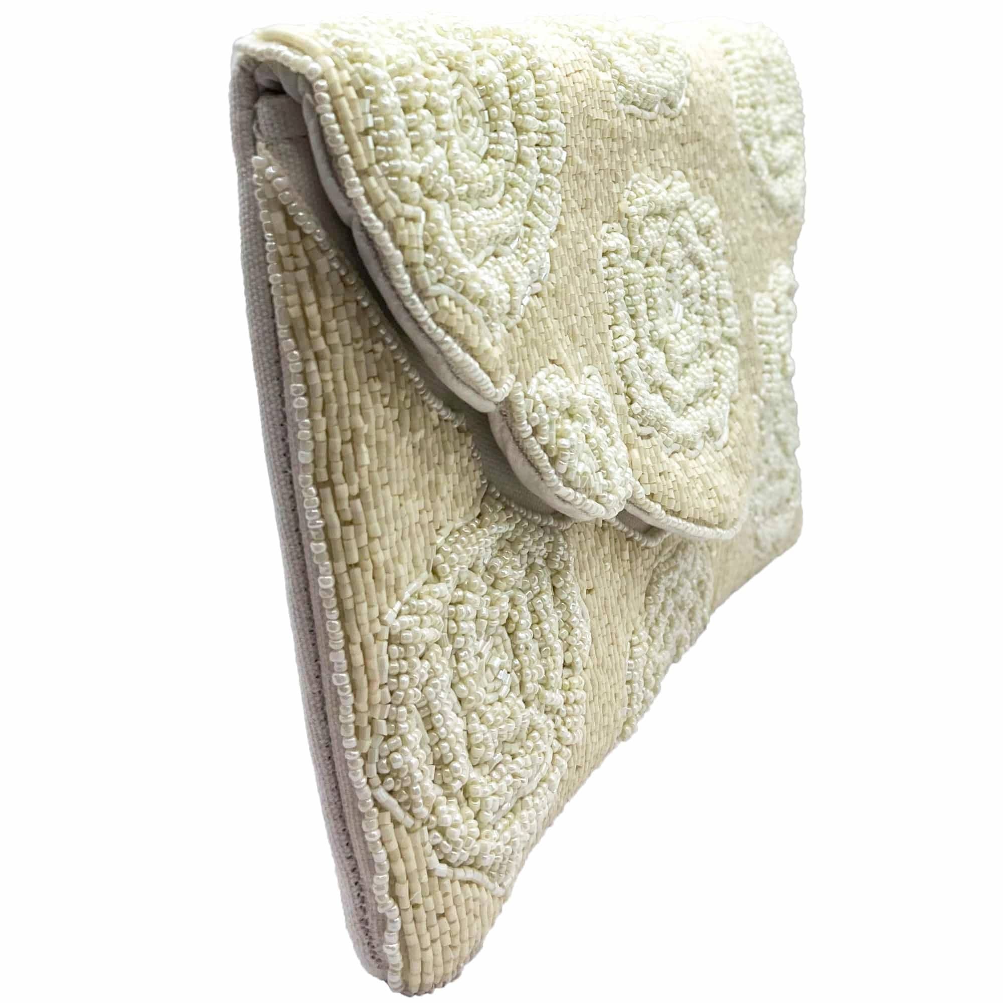 Pizzazz, Inc. - Wholesale Clutch Bag - Women's - BEIGE ROSE BEADED CLUTCH2