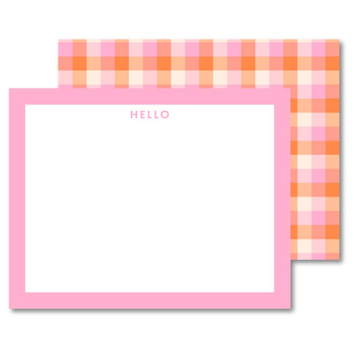Cartes de correspondance BRC ORANGE + PINK GINGHAM | Cartes de correspondance quotidiennes pour la vente par B. ROWE & CO.