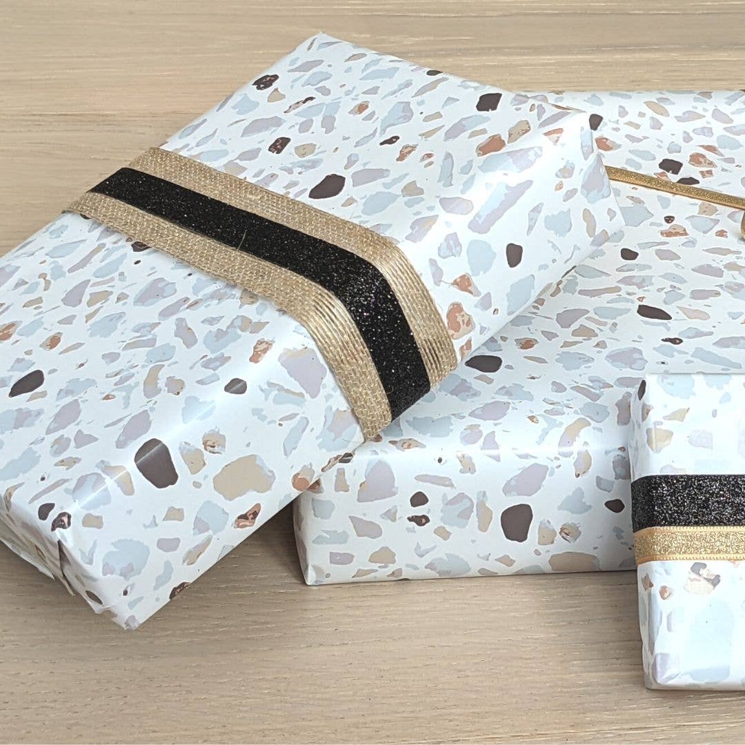 Ofelia & Co. – wholesale Wrapping paper roll – Premium White Terrazzo Wrapping Paper - 24" W x 30' L4