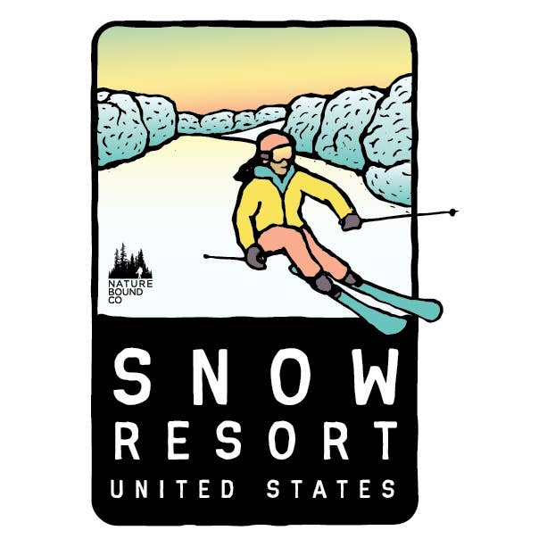 Adesivo Sciatore "Discesa in Discesa" | Serie Alpina per la vendita all'ingrosso da parte di Nature Bound Co