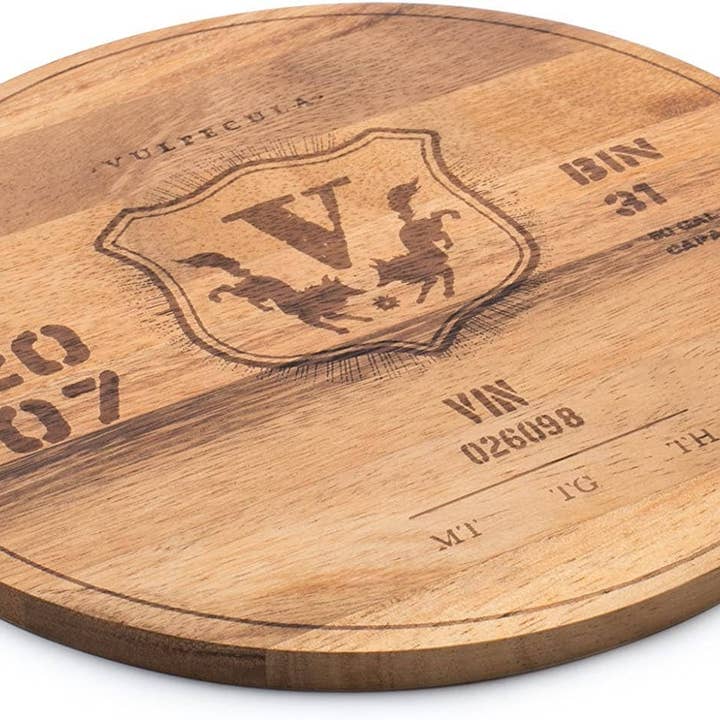 Fox Run Brands - Wholesale Cutting Board - Ironwood Circle Board, Wine Barrel Engraving, 9" x 9"