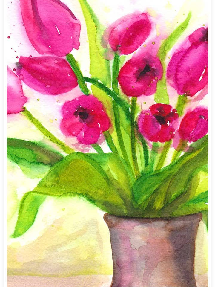 Kunst der Pussycat-Blumenmalerei für den Großhandel von The Underdog Print Shop