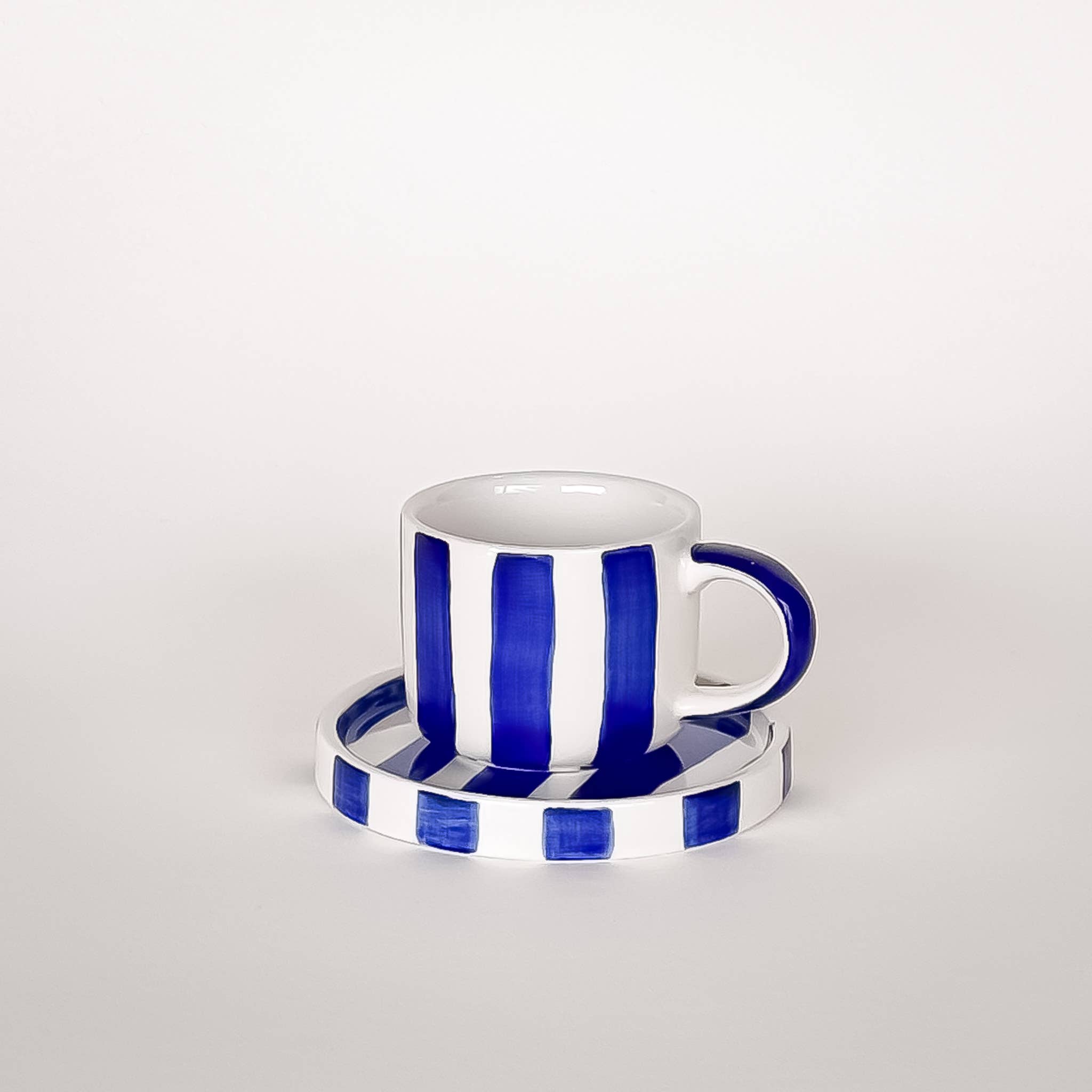 Magazin Minori - Wholesale Coffee/Tea Cup - Espresso Stripes - mare blue (set of 2 - 4 pieces)6