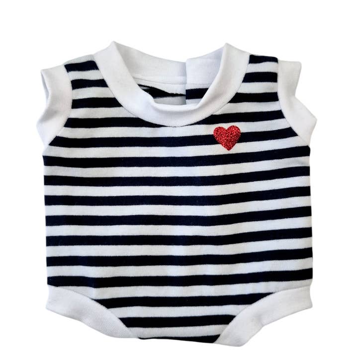 MALO blue/white body red heart for wholesale by Maman Poule et Papa Coq