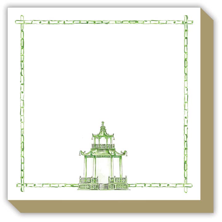 Taccuino Luxe verde Pagoda ornato dipinto a mano per la vendita all'ingrosso da parte di RosanneBeck Collections