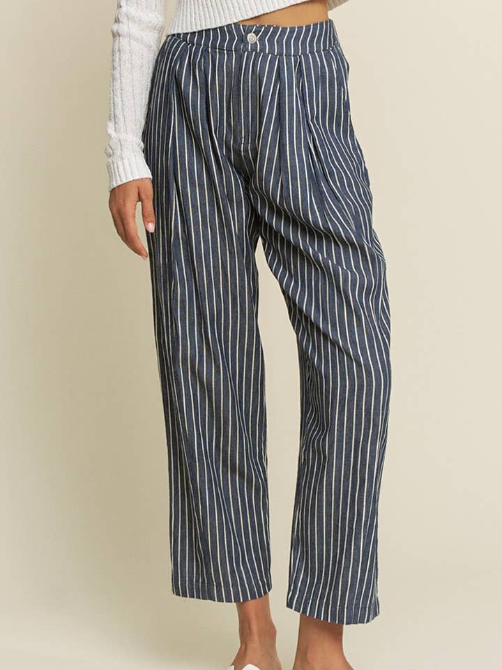 Pantaloni a Gamba Larga in Chambray a Righe-HEP0001 per la vendita all'ingrosso da parte di Hersy