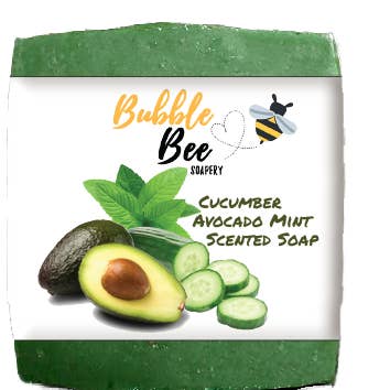 Cucumber Avocado Mint Soap Bar for wholesale by Bubble Bee Soapery