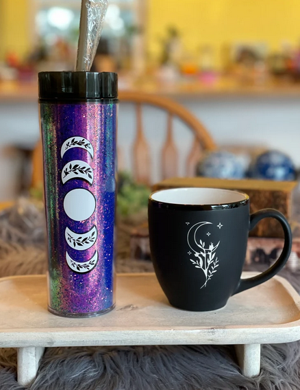 MK Designs - Wholesale Coffee Mug - Celestial Wildflower Crescent Moon Ceramic Hilo Bistro Mug2