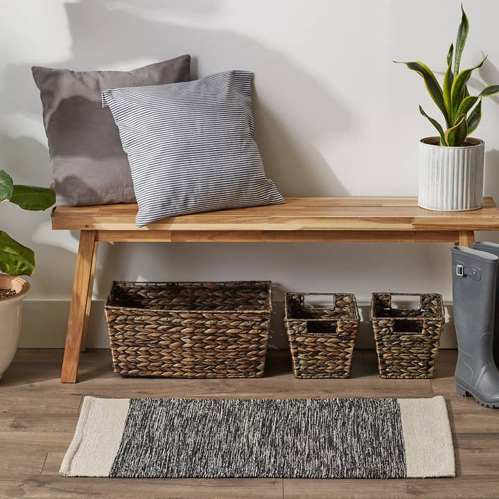 Welcome Home Unbeatable Deals - Vente Tapis - Tapis tissé à la main à bordures panachées noires 2 x 3 pi3