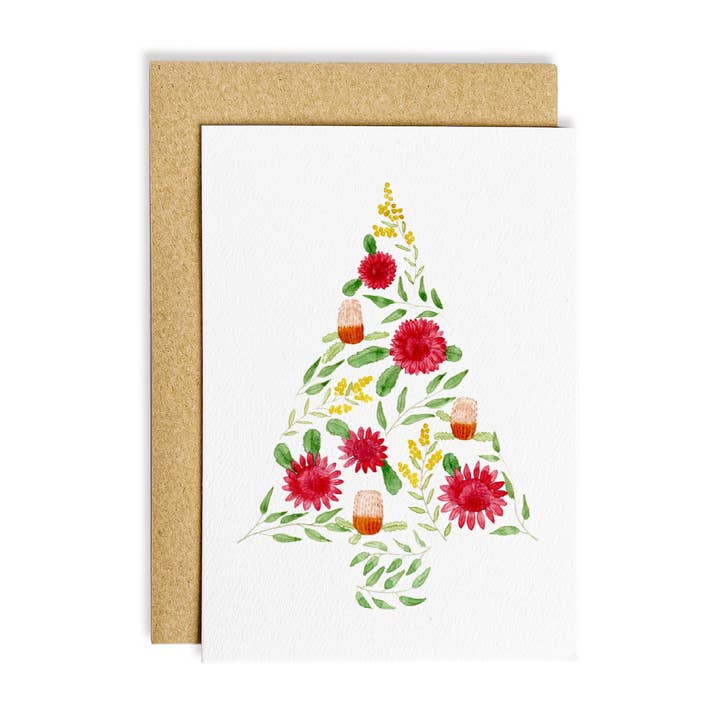 Native Christmas Tree Christmas Card for wholesale by The Wattle Studio