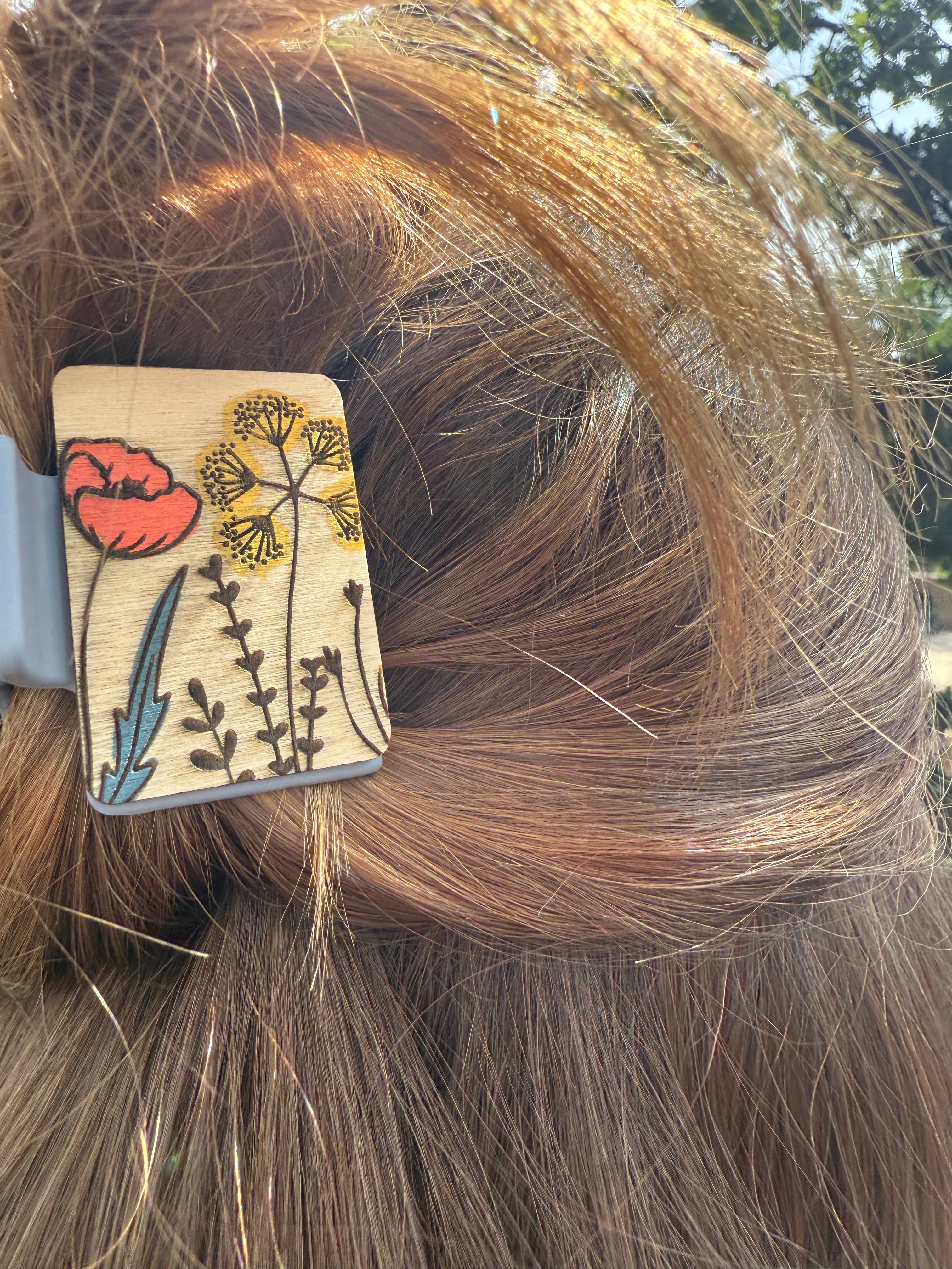National Parks and Beyond - Wholesale Hair Clip - Women's - Flower Garden Wooden Claw Hair Clips in 2”, 4”, 5 inch14