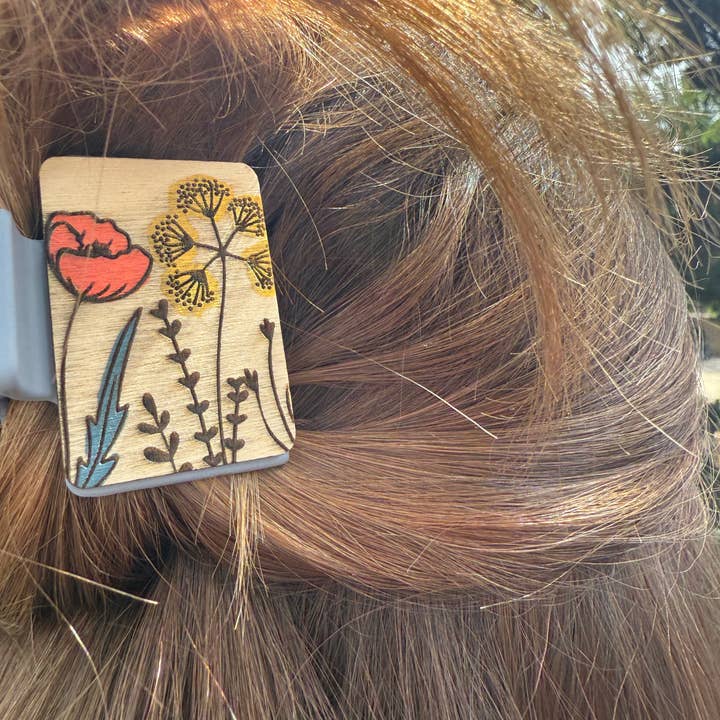 National Parks and Beyond - Wholesale Hair Clip - Women's - Flower Garden Wooden Claw Hair Clips in 2”, 4”, 5 inch14