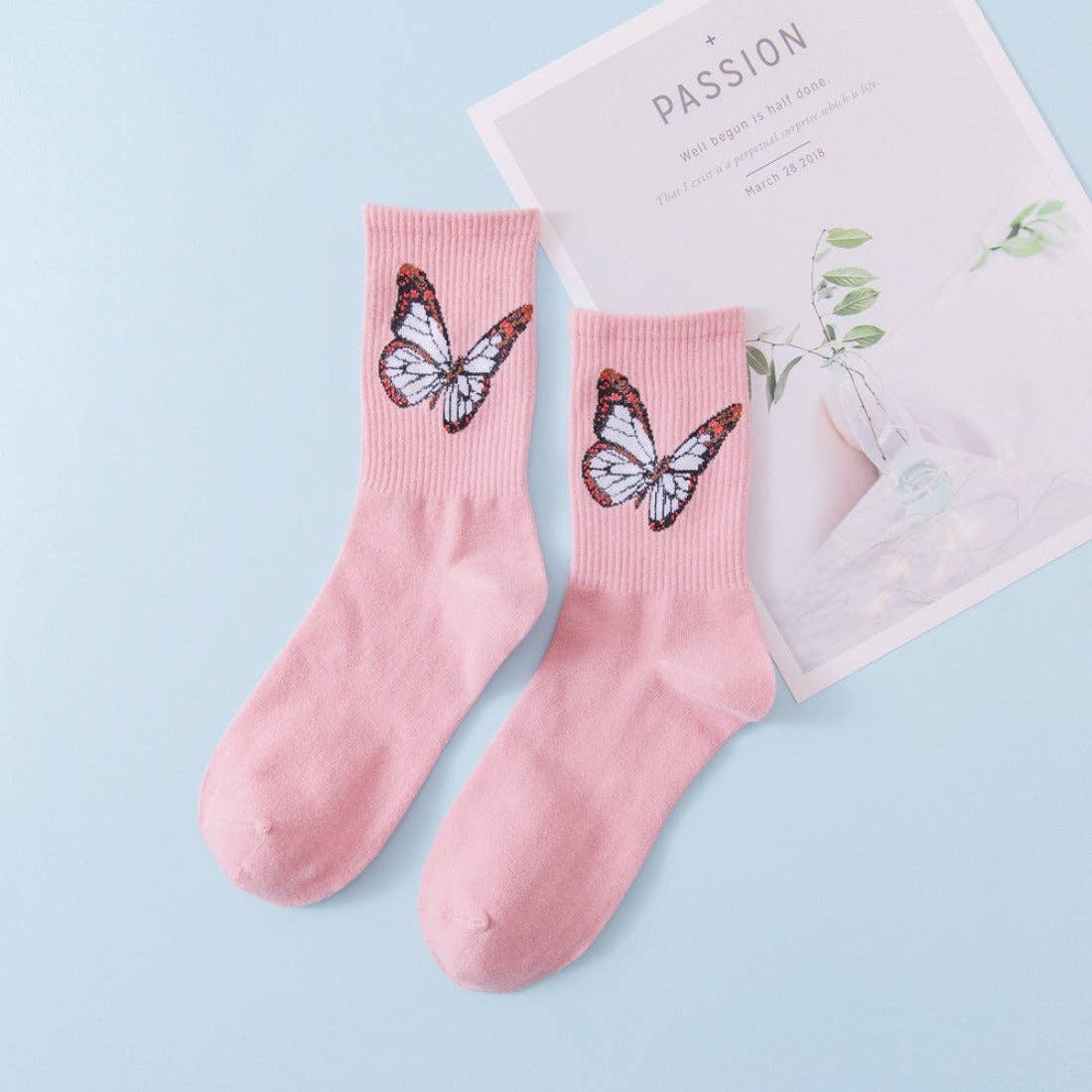 Funkyrel® Atzbranding Limited - Wholesale Socks - Women's - Rufia - Butterfly Print Colorful Socks3