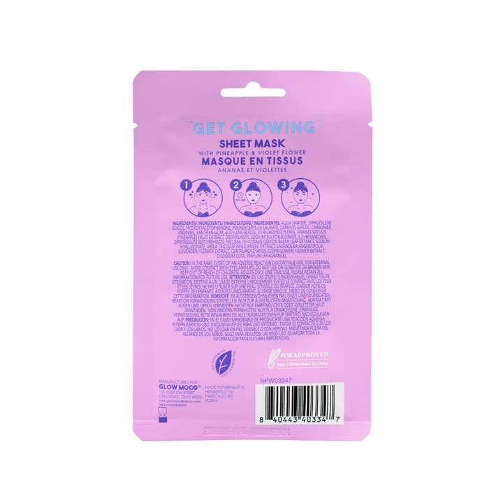 Glow Mood - Wholesale Skincare face mask - Moisturizing Sheet Mask with Pineapple & Violet Flower2